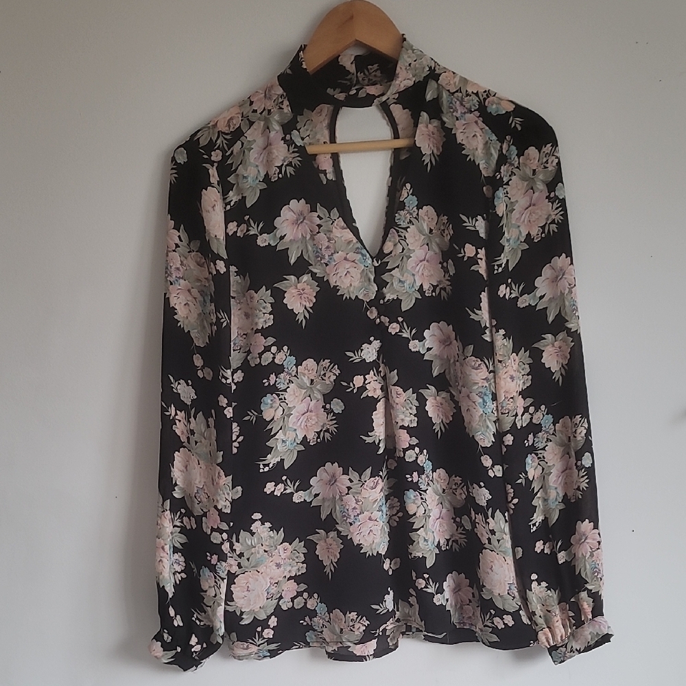 Black and Cream Cut Out Blouse